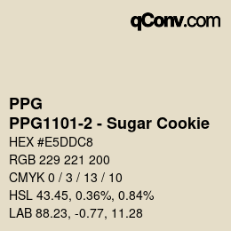 カラーコード: PPG - PPG1101-2 - Sugar Cookie | qconv.com