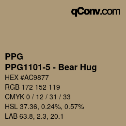Color code: PPG - PPG1101-5 - Bear Hug | qconv.com