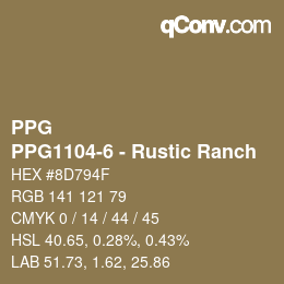 Color code: PPG - PPG1104-6 - Rustic Ranch | qconv.com