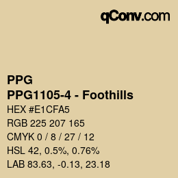 カラーコード: PPG - PPG1105-4 - Foothills | qconv.com