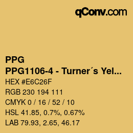 Código de color: PPG - PPG1106-4 - Turner´s Yellow | qconv.com