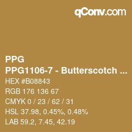 Color code: PPG - PPG1106-7 - Butterscotch Ripple | qconv.com