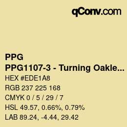 Color code: PPG - PPG1107-3 - Turning Oakleaf | qconv.com