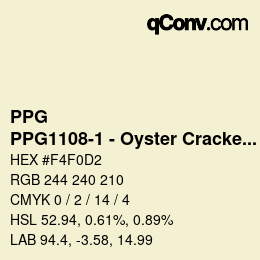 Código de color: PPG - PPG1108-1 - Oyster Cracker | qconv.com