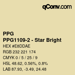 カラーコード: PPG - PPG1109-2 - Star Bright | qconv.com