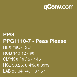 カラーコード: PPG - PPG1110-7 - Peas Please | qconv.com