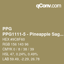 Color code: PPG - PPG1111-5 - Pineapple Sage | qconv.com