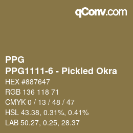 カラーコード: PPG - PPG1111-6 - Pickled Okra | qconv.com