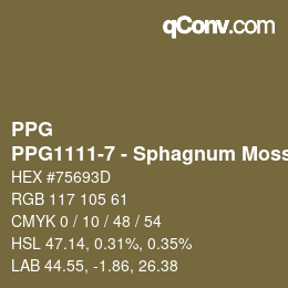 カラーコード: PPG - PPG1111-7 - Sphagnum Moss | qconv.com
