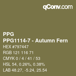 Color code: PPG - PPG1114-7 - Autumn Fern | qconv.com