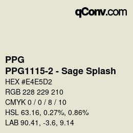 Código de color: PPG - PPG1115-2 - Sage Splash | qconv.com