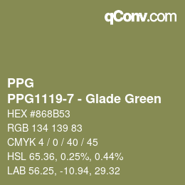 Color code: PPG - PPG1119-7 - Glade Green | qconv.com
