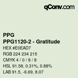 カラーコード: PPG - PPG1120-2 - Gratitude | qconv.com