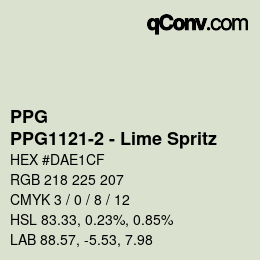 Color code: PPG - PPG1121-2 - Lime Spritz | qconv.com