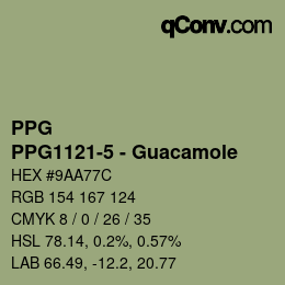 カラーコード: PPG - PPG1121-5 - Guacamole | qconv.com