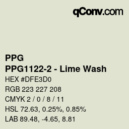 Color code: PPG - PPG1122-2 - Lime Wash | qconv.com