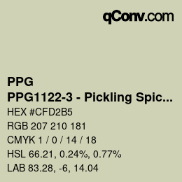 カラーコード: PPG - PPG1122-3 - Pickling Spice | qconv.com