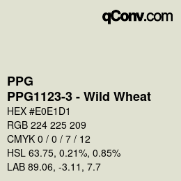 カラーコード: PPG - PPG1123-3 - Wild Wheat | qconv.com
