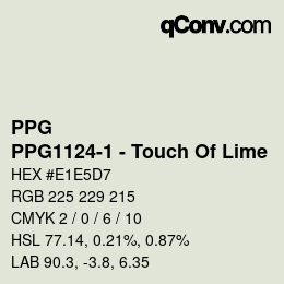 カラーコード: PPG - PPG1124-1 - Touch Of Lime | qconv.com