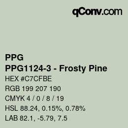 カラーコード: PPG - PPG1124-3 - Frosty Pine | qconv.com