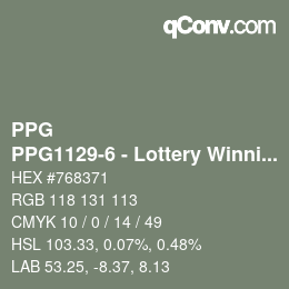 Color code: PPG - PPG1129-6 - Lottery Winnings | qconv.com