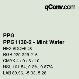 Color code: PPG - PPG1130-2 - Mint Wafer | qconv.com