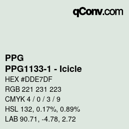 カラーコード: PPG - PPG1133-1 - Icicle | qconv.com
