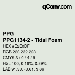 Color code: PPG - PPG1134-2 - Tidal Foam | qconv.com