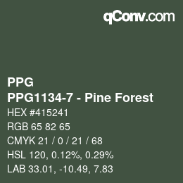 Código de color: PPG - PPG1134-7 - Pine Forest | qconv.com