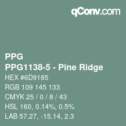 Código de color: PPG - PPG1138-5 - Pine Ridge | qconv.com