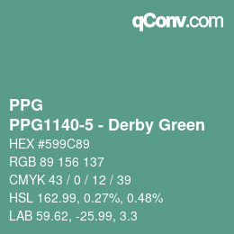 Color code: PPG - PPG1140-5 - Derby Green | qconv.com