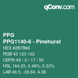 カラーコード: PPG - PPG1140-6 - Pinehurst | qconv.com