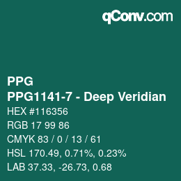 カラーコード: PPG - PPG1141-7 - Deep Veridian | qconv.com