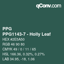 カラーコード: PPG - PPG1143-7 - Holly Leaf | qconv.com
