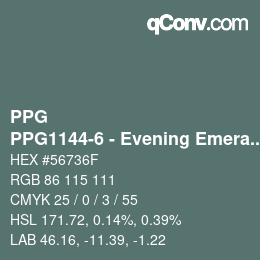 Código de color: PPG - PPG1144-6 - Evening Emerald | qconv.com
