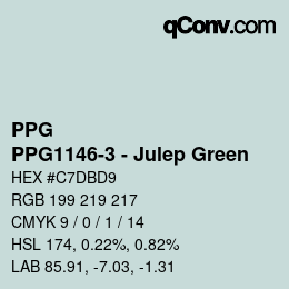 カラーコード: PPG - PPG1146-3 - Julep Green | qconv.com