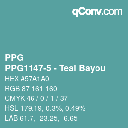 Color code: PPG - PPG1147-5 - Teal Bayou | qconv.com