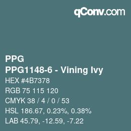 カラーコード: PPG - PPG1148-6 - Vining Ivy | qconv.com