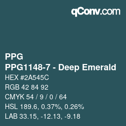 Color code: PPG - PPG1148-7 - Deep Emerald | qconv.com