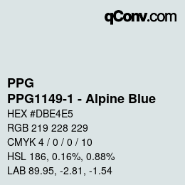 Color code: PPG - PPG1149-1 - Alpine Blue | qconv.com