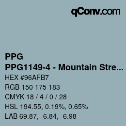 カラーコード: PPG - PPG1149-4 - Mountain Stream | qconv.com