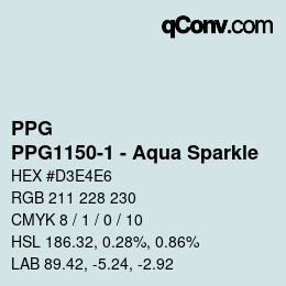 Color code: PPG - PPG1150-1 - Aqua Sparkle | qconv.com