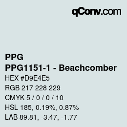Color code: PPG - PPG1151-1 - Beachcomber | qconv.com