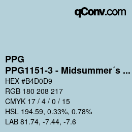 カラーコード: PPG - PPG1151-3 - Midsummer´s Dream | qconv.com