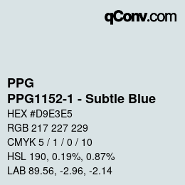 Color code: PPG - PPG1152-1 - Subtle Blue | qconv.com