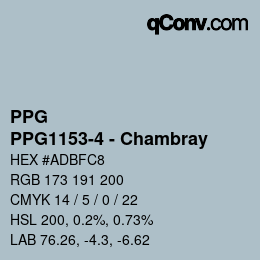 カラーコード: PPG - PPG1153-4 - Chambray | qconv.com