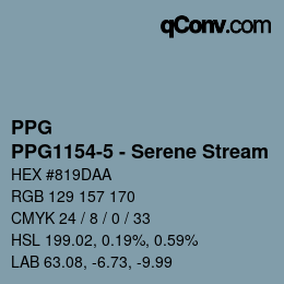 カラーコード: PPG - PPG1154-5 - Serene Stream | qconv.com