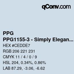 カラーコード: PPG - PPG1155-3 - Simply Elegant | qconv.com