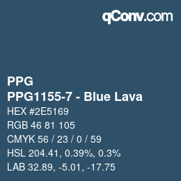 Color code: PPG - PPG1155-7 - Blue Lava | qconv.com