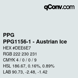 カラーコード: PPG - PPG1156-1 - Austrian Ice | qconv.com